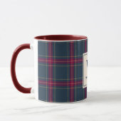 Mug Classic Navy and Red Plaid Family Name Monogram (Gauche)