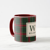 Mug Classic Noël Plaid Nom de famille Monogramme (Devant gauche)