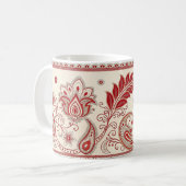 Mug Classic Paisley Garden Motif - Décor Rouge & Beige (Devant gauche)