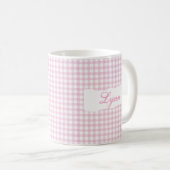 Mug Classic Pink Gingham Personalized Name  (Devant droit)