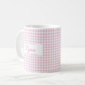 Mug Classic Pink Gingham Personalized Name  (Devant gauche)