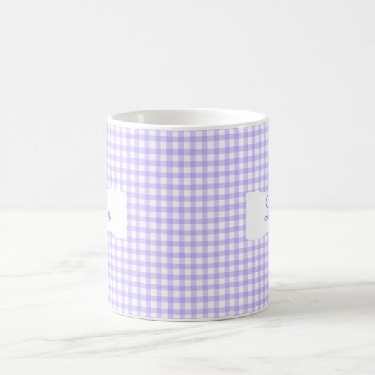 Mug Classic Purple Gingham Personalized Name  (Centre)