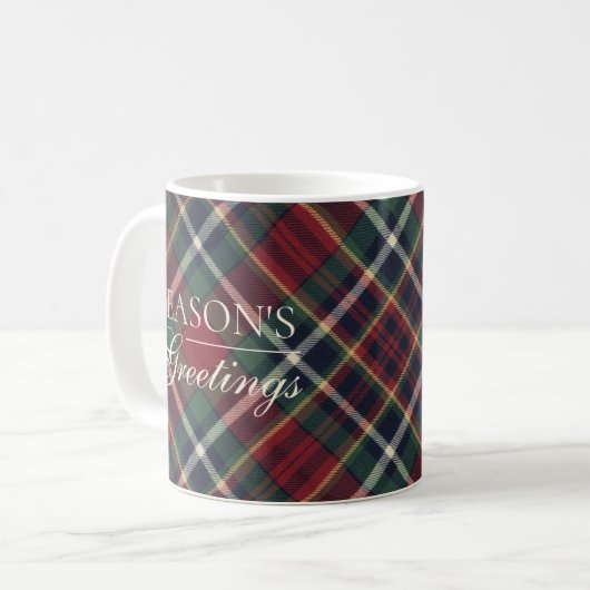 Mug Classic Red Dark Blue Green Plaid Pattern Two-Tone (Devant gauche)