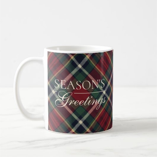 Mug Classic Red Dark Blue Green Plaid Pattern Two-Tone (Gauche)