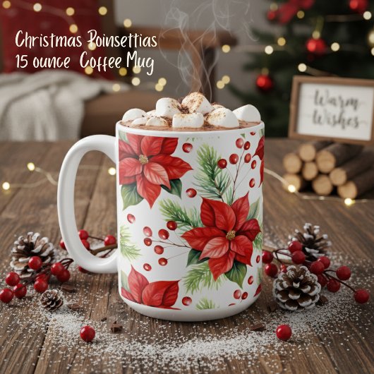 Mug Classic Rouge & Vert Noël Poinsettias