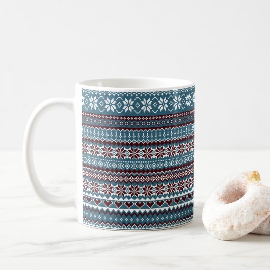 Mug Classic Scandinavian Christmas Sweater Pattern (Avec donut)