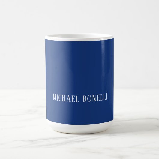 Mug Classical Blue Plain Elegant Serif Font Minimalist (Centre)