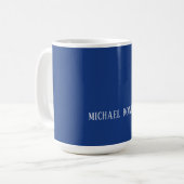 Mug Classical Blue Plain Elegant Serif Font Minimalist (Devant gauche)
