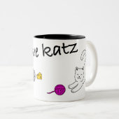 Mug classique, 11 oz, avec I LOVE KATZ (Devant droit)