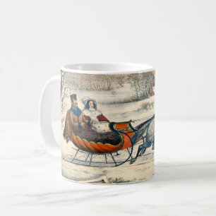 Mug Classique 1853 Traîneau Currier Ives Route Hiver