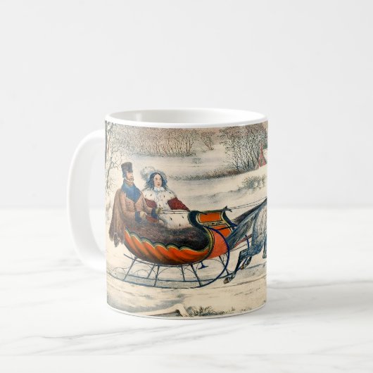 Mug Classique 1853 Traîneau Currier Ives Route Hiver (Devant gauche)