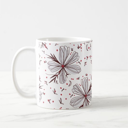 Mug Classique à l'Illustration Botanique de Fleurs (Gauche)