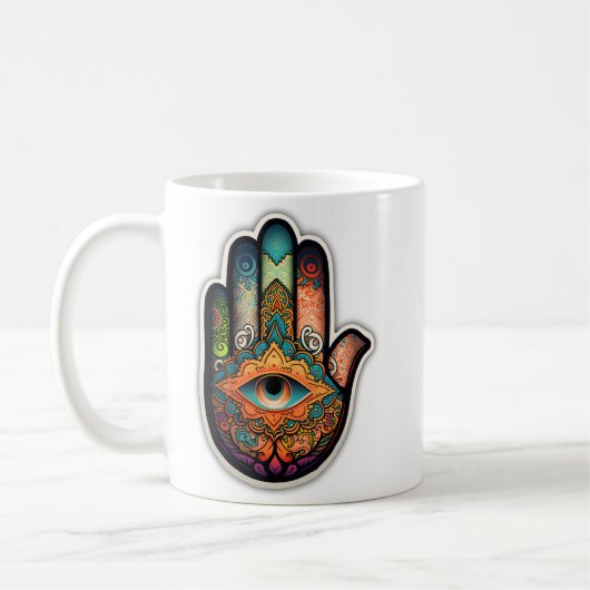Mug classique à main Hamsa, 11 oz (Gauche)