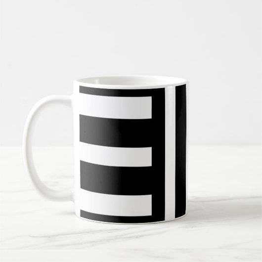 Mug Classique Abstrait à Rayures Noires et Blanche (Gauche)