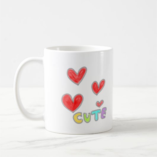 Mug Classique avec des cœurs rouges mignons (Gauche)