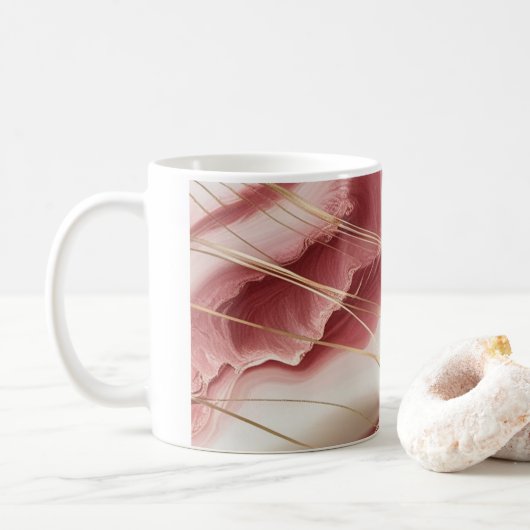 Mug classique avec design en marbre rose bébé (Avec donut)