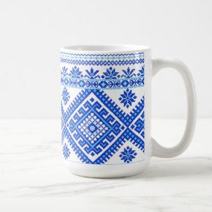 Mug classique Broderie ukrainienne bleu sur bleu