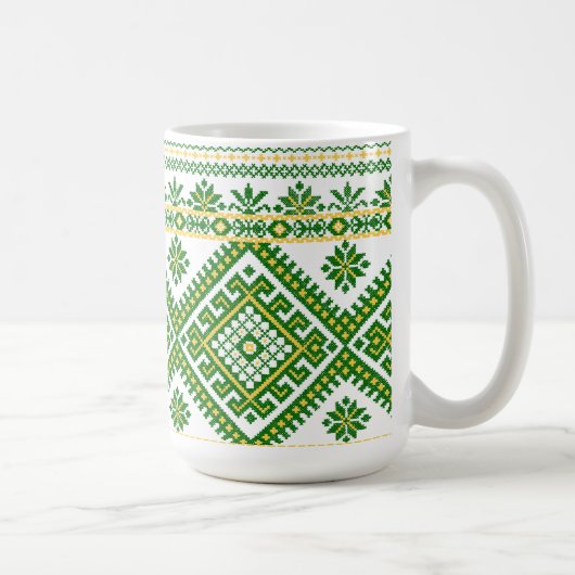 Mug Classique Broderie Ukrainienne Verte (Droite)