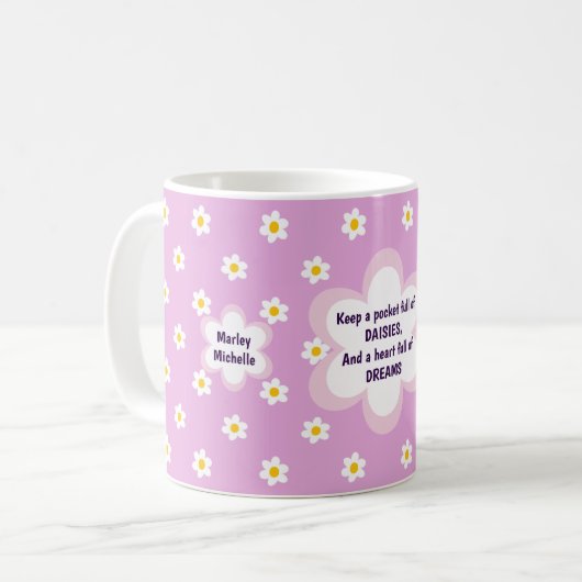 Mug Classique Chaîne de Marguerites Roses (Devant gauche)