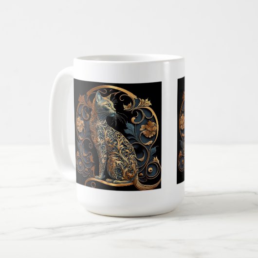 Mug classique chat Art nouveau, 15 oz (Devant gauche)