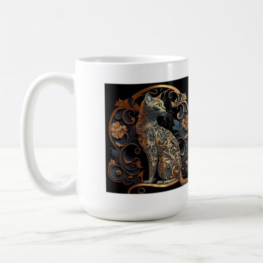 Mug classique chat Art nouveau, 15 oz (Gauche)