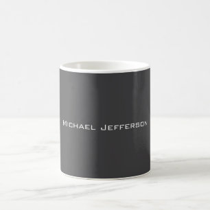 Mug Classique Créatif Tendance Gris foncé & Blanc