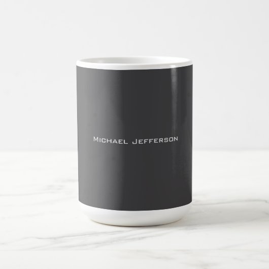 Mug Classique Créatif Tendance Gris foncé & Blanc (Centre)