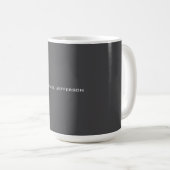 Mug Classique Créatif Tendance Gris foncé & Blanc (Devant droit)