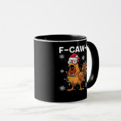 Mug Classique de Noël drôle de poulet F-Caw-F (Devant droit)