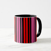Mug Classique design à rayures verticales rouge noir e (Devant droit)