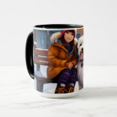 Mug classique d'une fille mignonne avec DOG (Devant gauche)