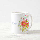 Mug classique floral avec texte (Devant droit)