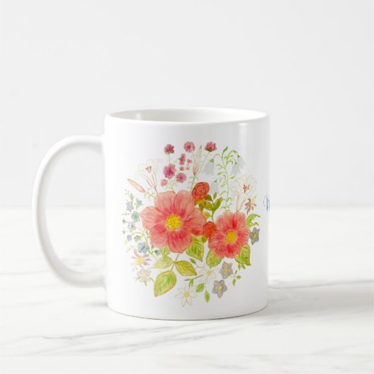 Mug classique floral avec texte (Gauche)