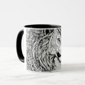 Mug classique inspiré par la tête de lion tribale (Devant gauche)
