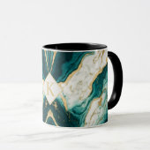 Mug Classique K en marbre sarcelle et or (Devant droit)