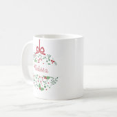 Mug Classique Moderne Rouge Vert Floral Berries Noël (Devant gauche)