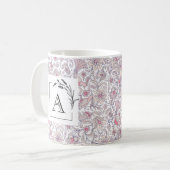 Mug Classique Monogramme à l'Arabesque Florale (Devant gauche)