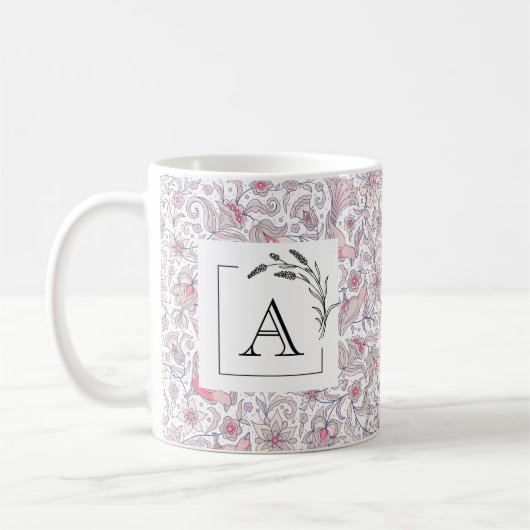 Mug Classique Monogramme à l'Arabesque Florale (Gauche)