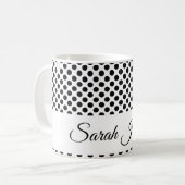 Mug classique monogrammed pois noir et blanc (Devant gauche)