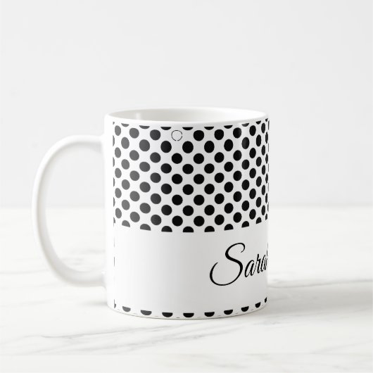 Mug classique monogrammed pois noir et blanc (Gauche)
