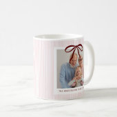 Mug Classique Noël Ruban Rouge Rayures Rose (Devant droit)