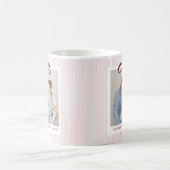 Mug Classique Noël Ruban Rouge Rayures Rose (Centre)