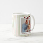 Mug Classique Noël Ruban Rouge Rayures Rose Vert (Devant droit)