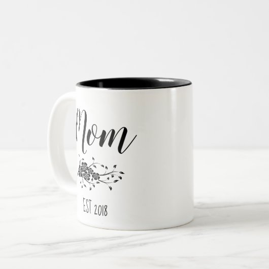 Mug classique noir blanc Floral maman (Devant gauche)