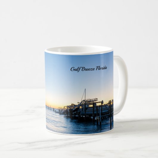 Mug classique Pensacola Bay Sign Sunset By Dock (Devant droit)