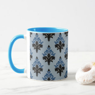 Mug Classique style Damassé bleu et noir