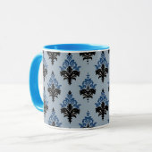 Mug Classique style Damassé bleu et noir (Devant gauche)