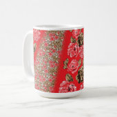 Mug Classique | Tasse à café florale | Dessin roug (Devant gauche)