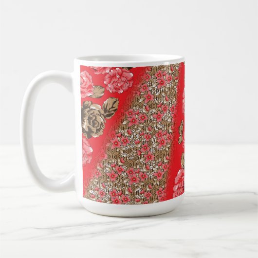 Mug Classique | Tasse à café florale | Dessin roug (Gauche)
