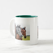 Mug Classique Tête de Cheval Blanc avec Bordure Ve (Devant gauche)